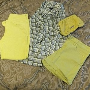 Cute outfit with matching jeans, shorts, and purse